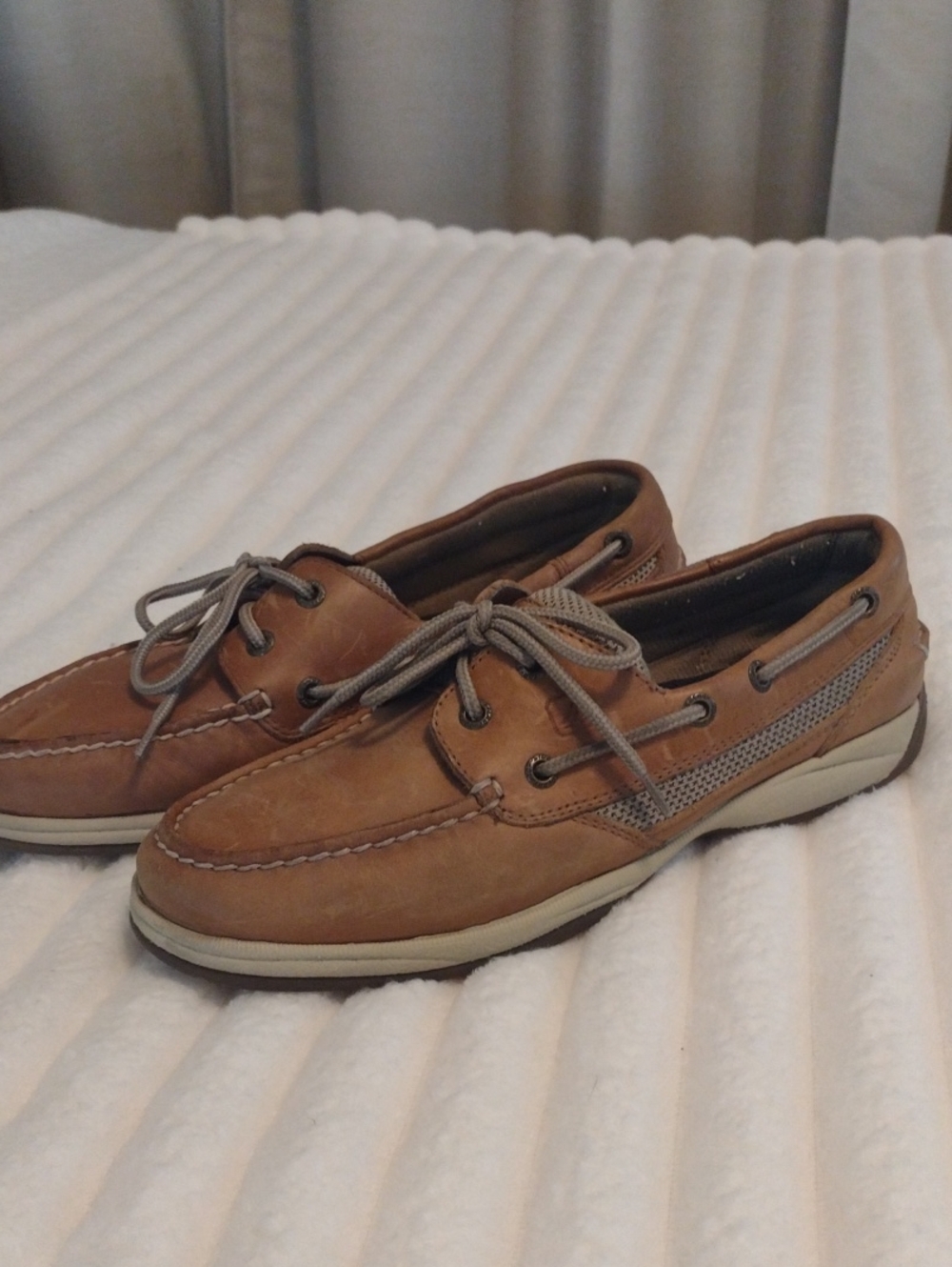 Sperry Women's Size 9.5 Top Sider Boat Shoes Intrepid Tan Leather Shock Absorb